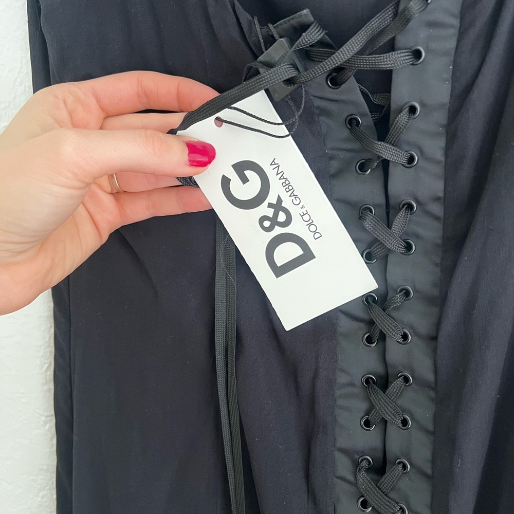 Dolce & Gabbana Little Black Dress Lace Up Detail NWT